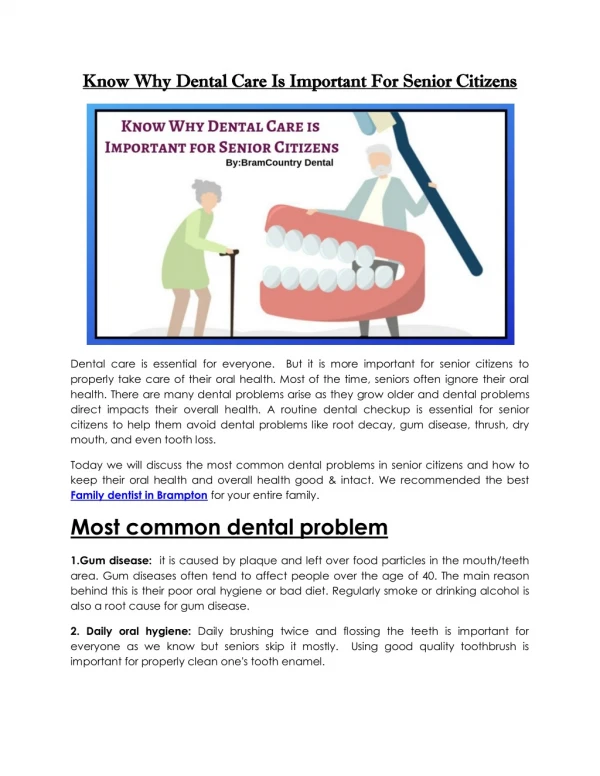 Know Why Dental Care Is Important For Senior Citizens