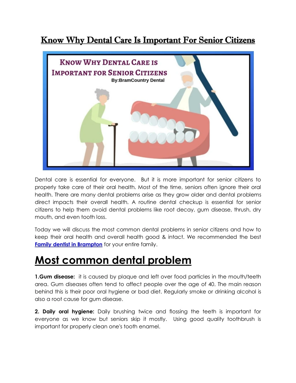 know why dental care is important for senior