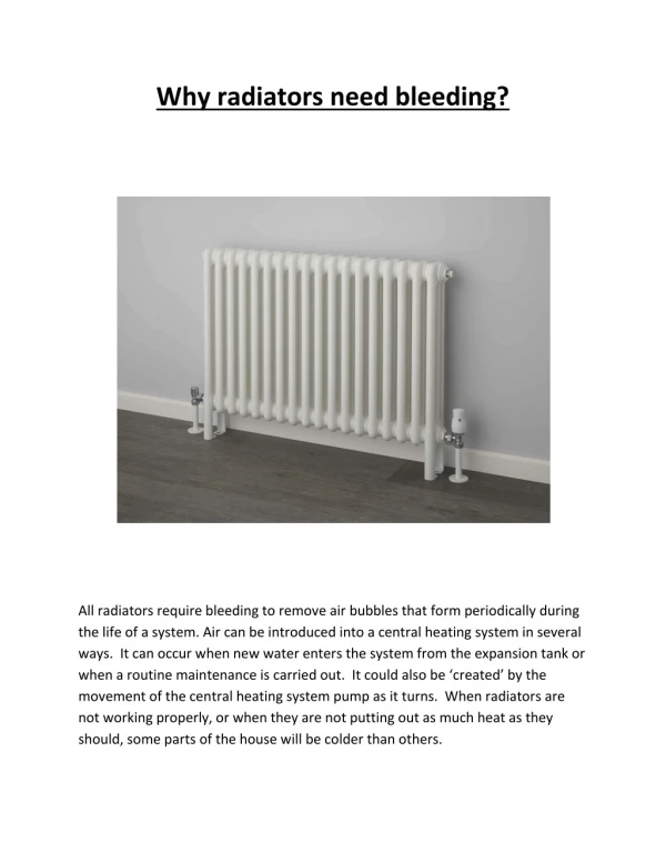 Why radiators need bleeding?