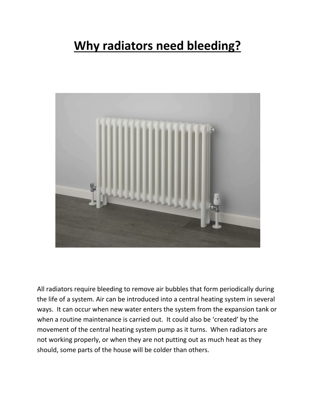 why radiators need bleeding