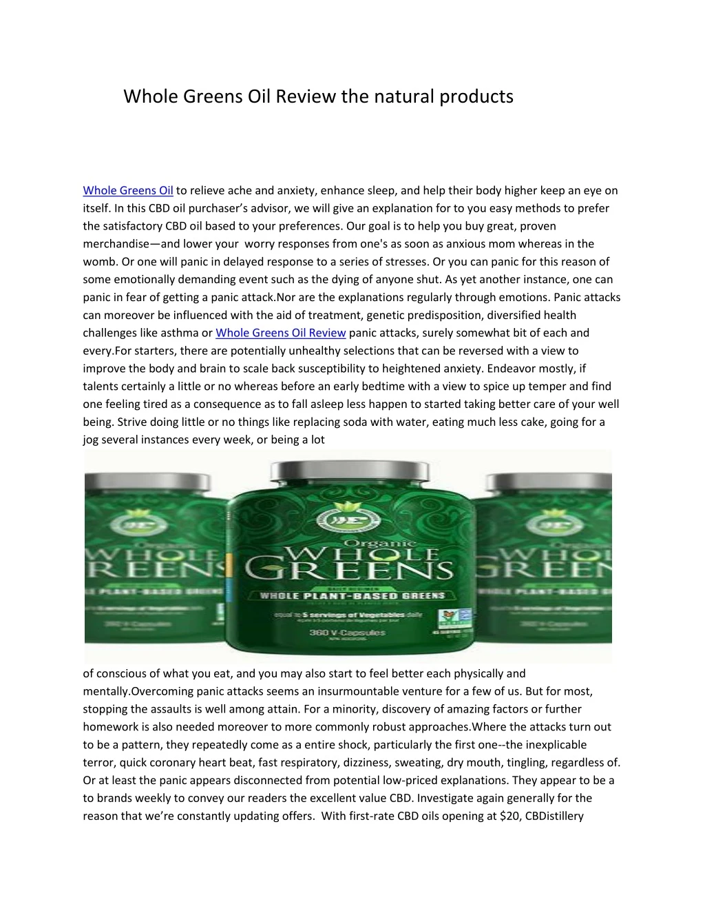 whole greens oil review the natural products