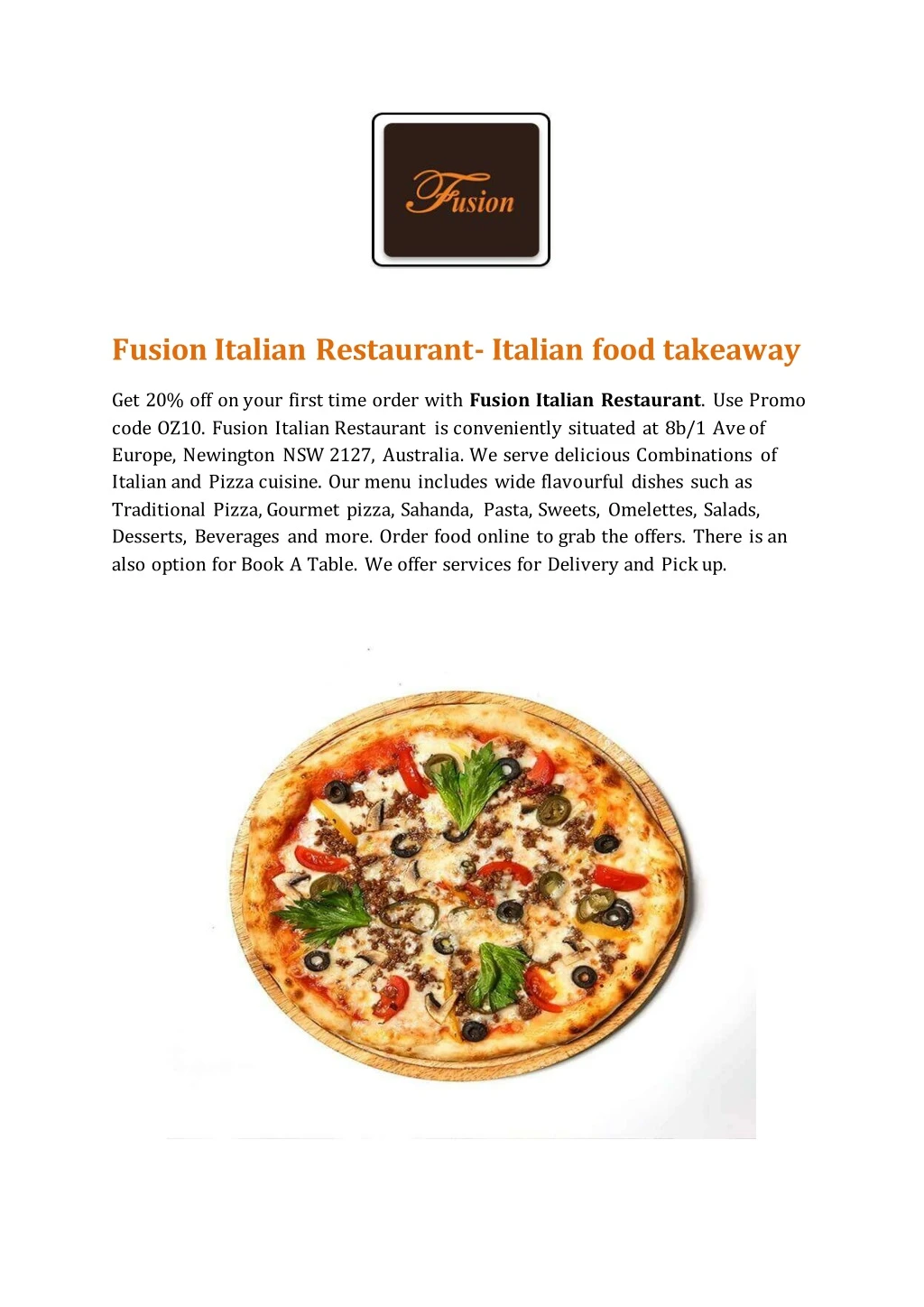 fusion italian restaurant italian food takeaway