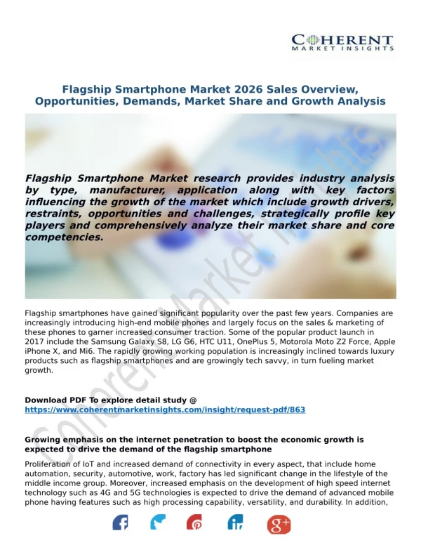 Flagship Smartphone Market 2026 Sales Overview, Opportunities, Demands, Market Share and Growth Analysis