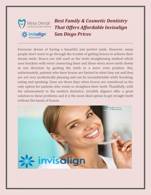 Best Family & Cosmetic Dentistry That Offers Affordable Invisalign San Diego Prices