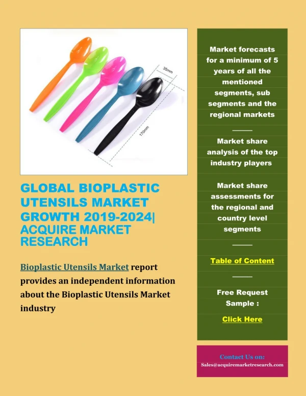 Global Bioplastic Utensils Market Growth 2019-2024