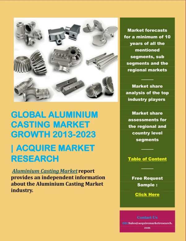 Aluminium Casting Market: expected CAGR of 5.74% during 2018 -2023