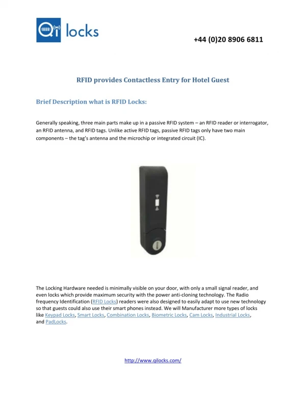 RFID provides Contactless Entry for Hotel Guest
