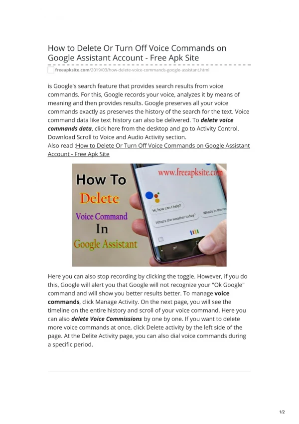 How To Delete Or Turn Off Voice Commands On Google Assistant Account - Free Apk Site