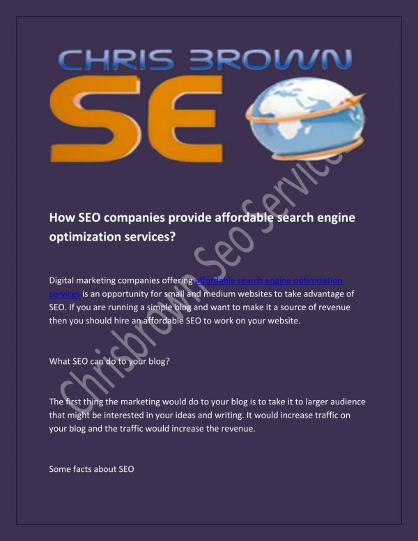 How SEO companies provide affordable search engine optimization services?