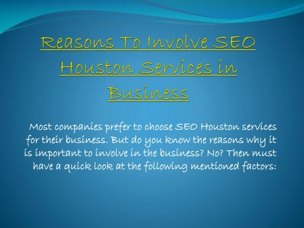 Reasons To Involve SEO Houston Services in Business