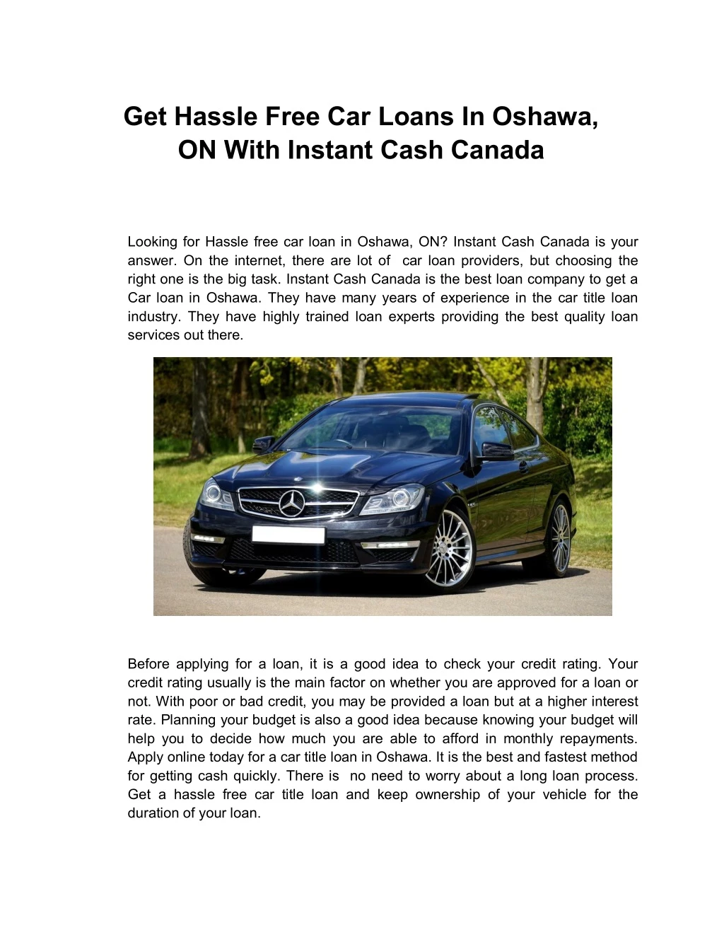get hassle free car loans in oshawa on with