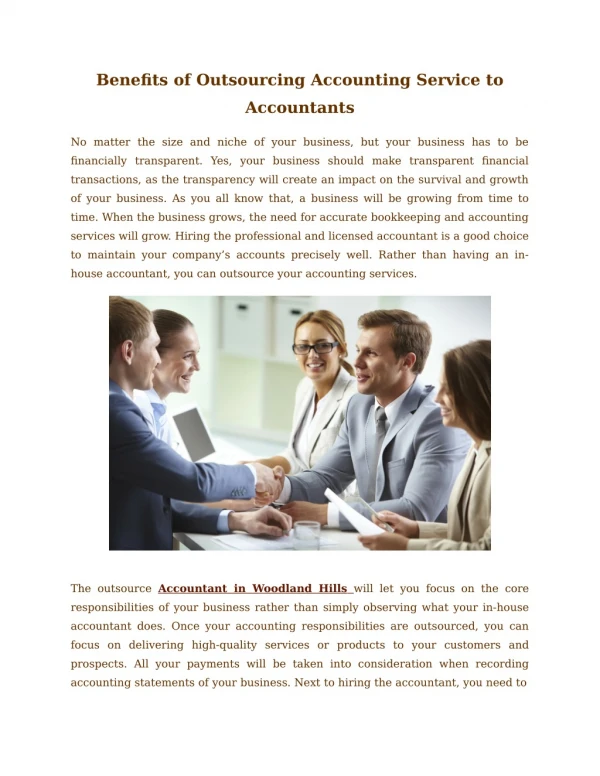 Benefits of Outsourcing Accounting Service to Accountants