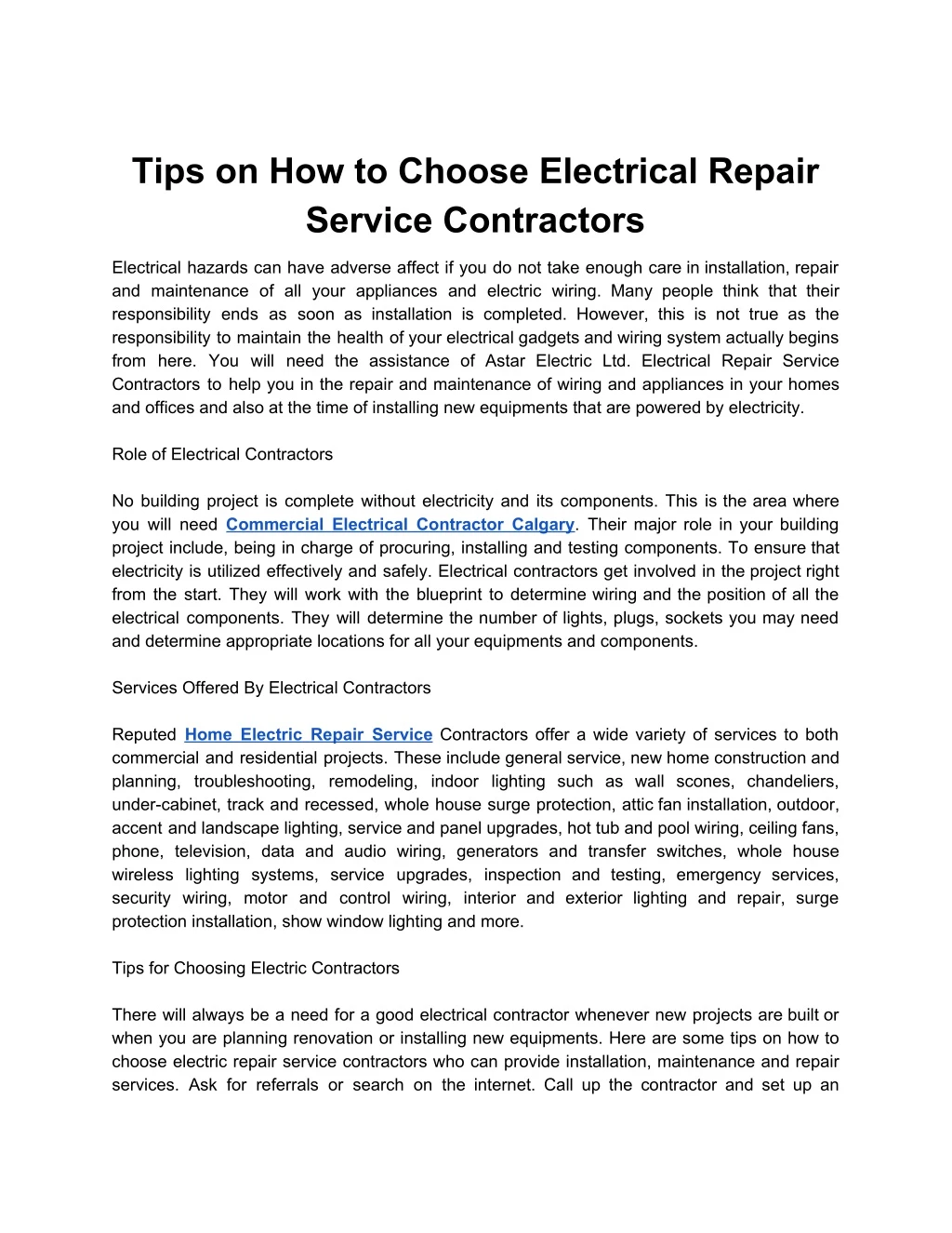 tips on how to choose electrical repair service