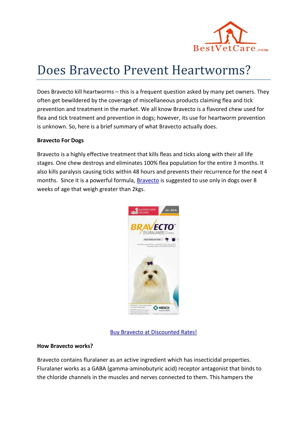 does bravecto prevent heartworms