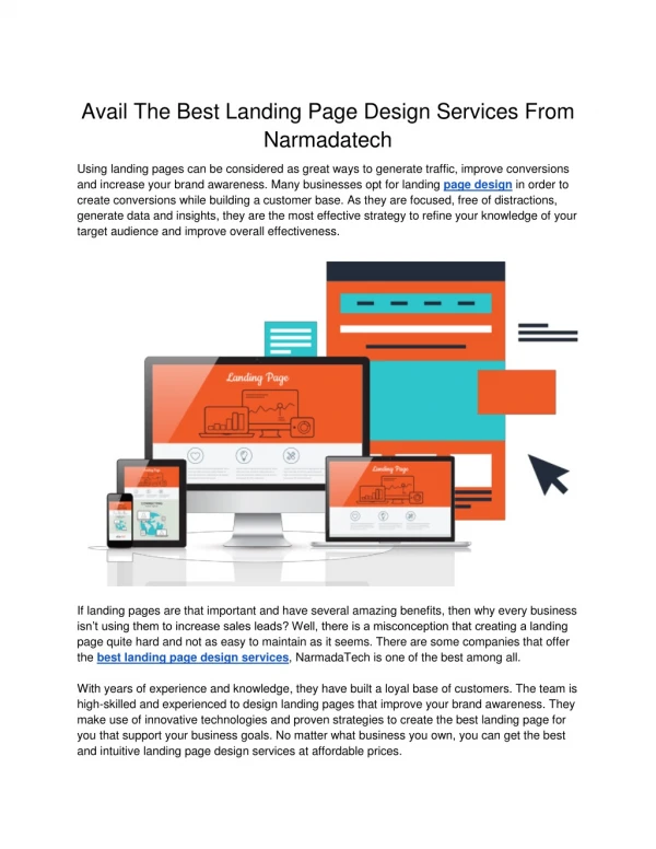 Avail The Best Landing Page Design Services From Narmadatech