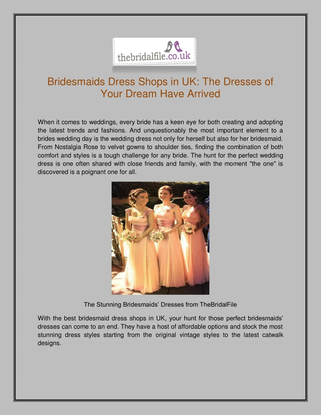 bridesmaids dress shops in uk the dresses of your