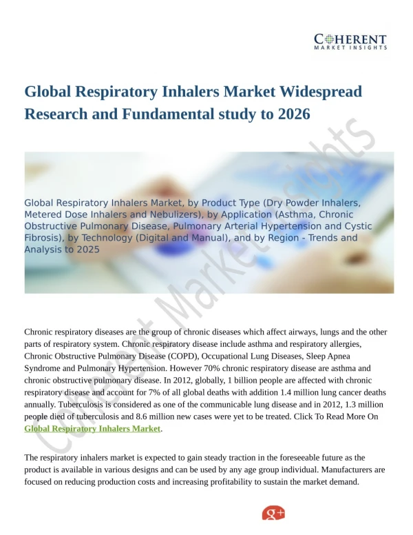 Global Respiratory Inhalers Market Widespread Research and Fundamental study to 2026