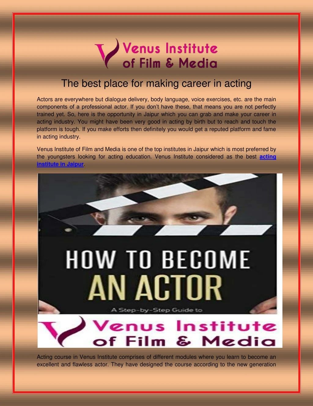 the best place for making career in acting
