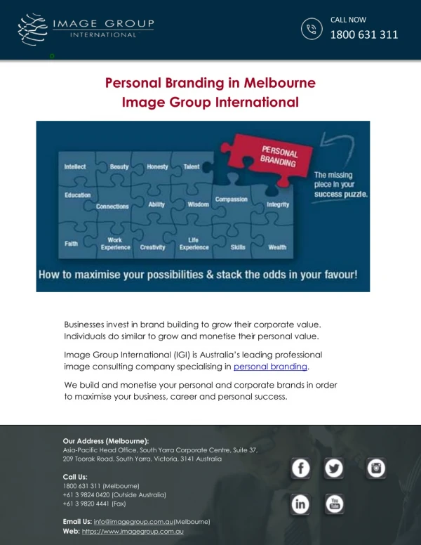 Personal Branding in Melbourne Image Group International