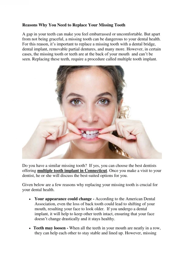 Why it's Important to Replace Missing Teeth
