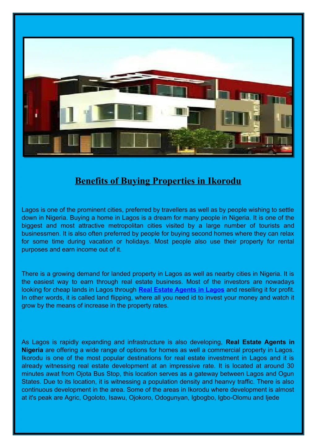 benefits of buying properties in ikorodu