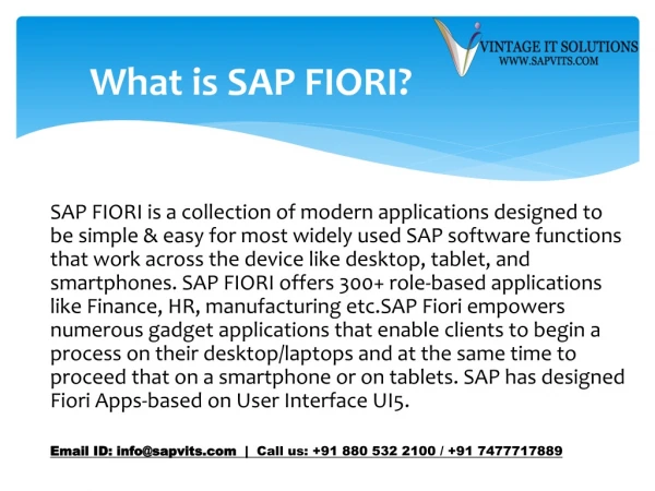 SAP Fiori online training in Hyderabad, Bangalore, Chennai, Pune