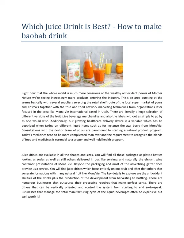 Baobab fruit juice drink recipe