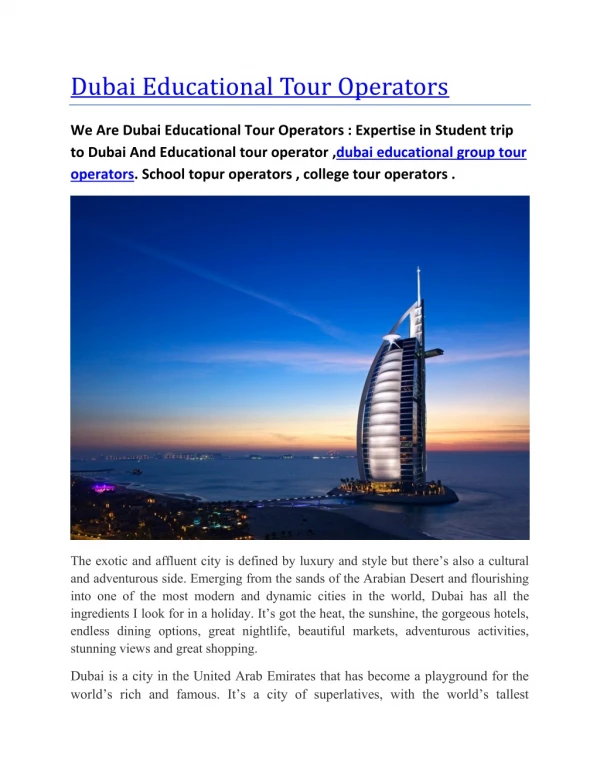 dubai educational tour operators