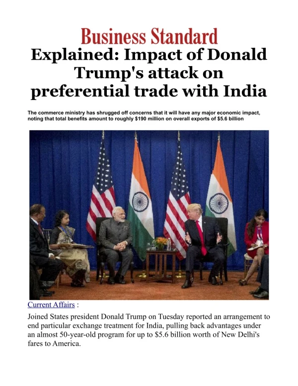 Explained: Impact of Donald Trump's attack on preferential trade with India