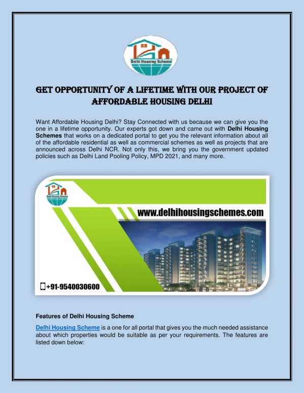 Get Opportunity of A Lifetime With Our Project Of Affordable Housing Delhi