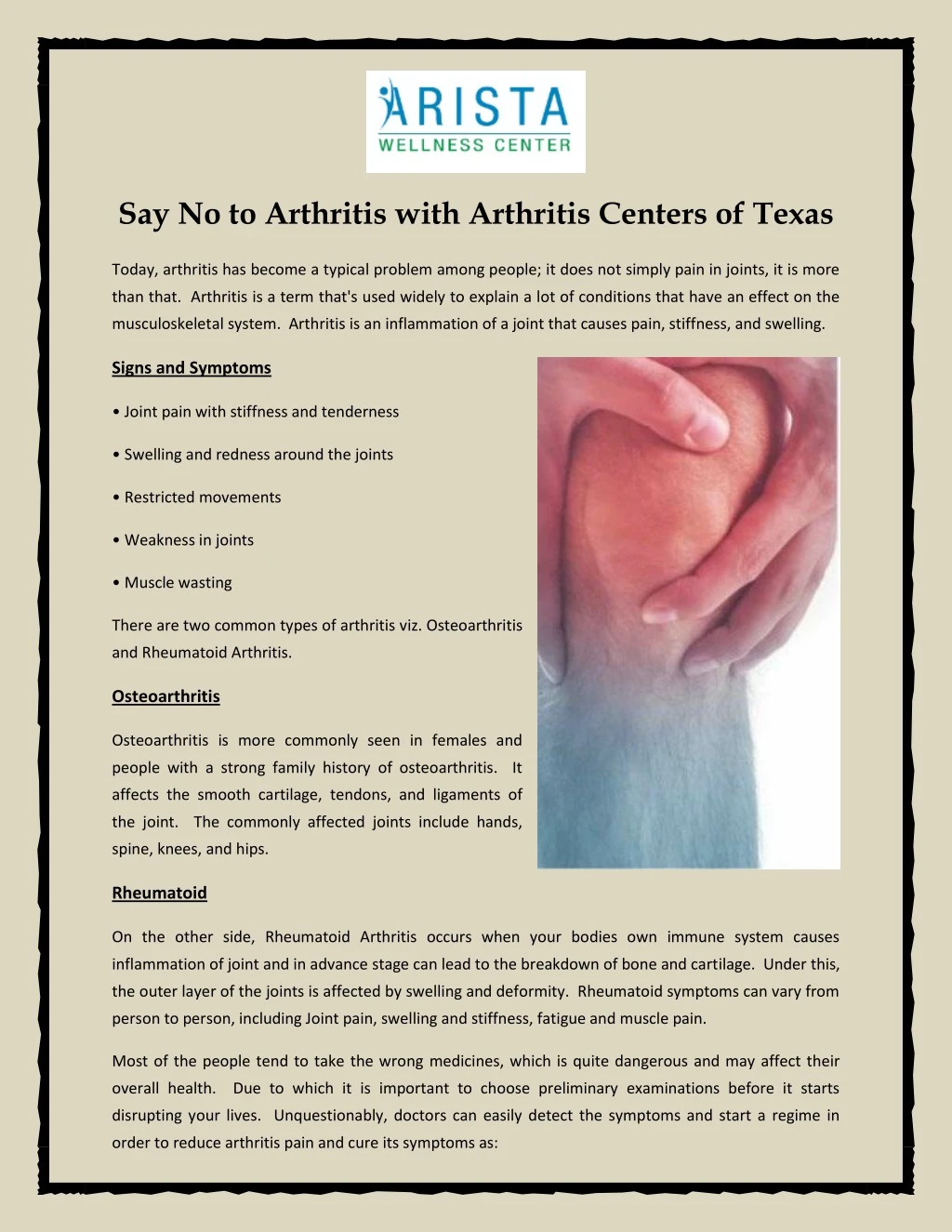 say no to arthritis with arthritis centers
