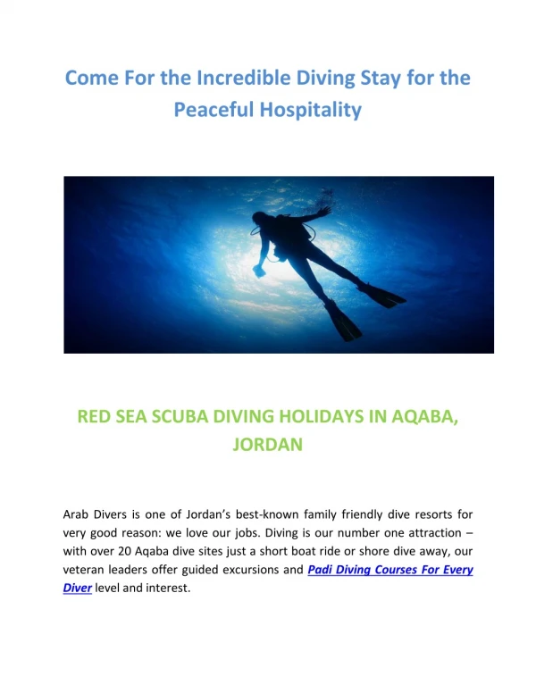 Have an Amazing Red Sea Scuba Diving Holidays in Aqaba, Jordan