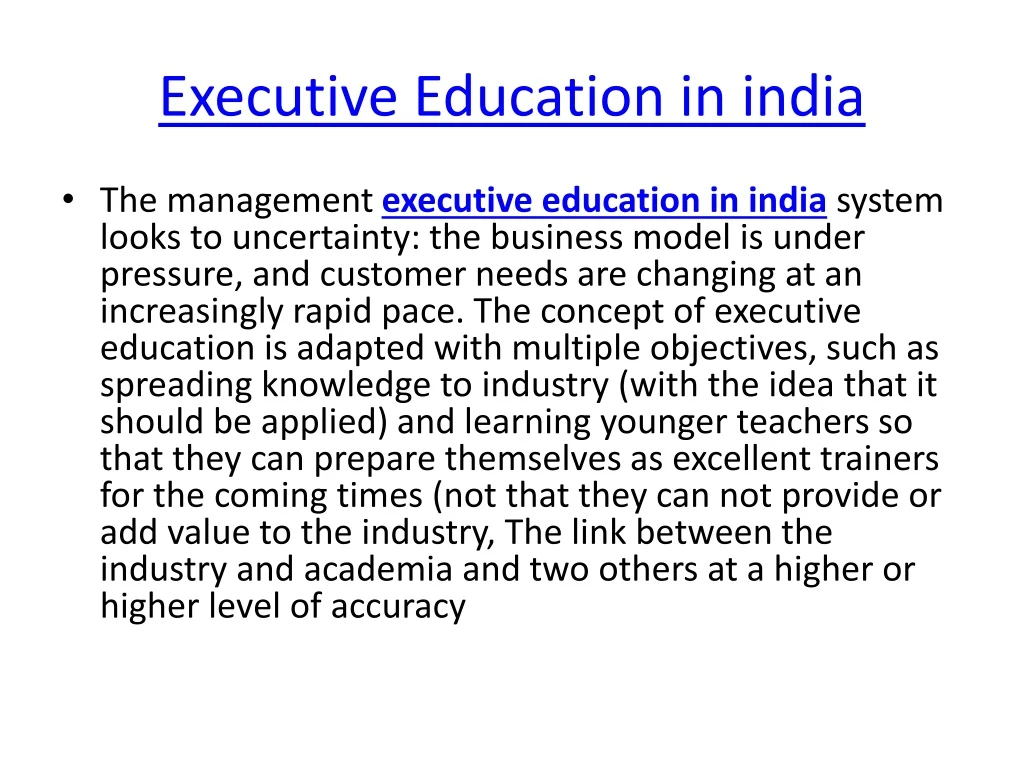 executive education in india