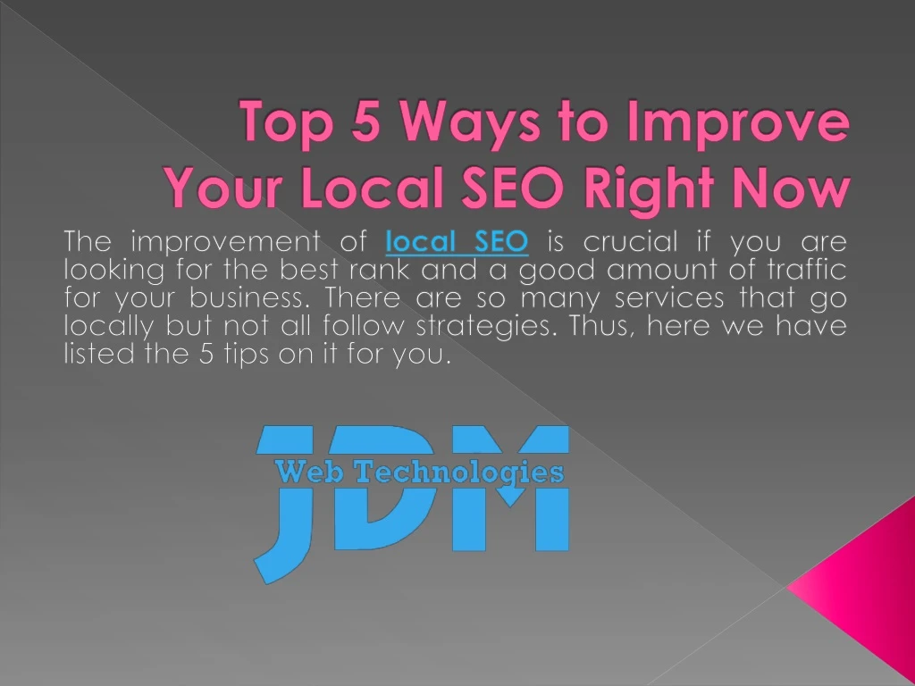 top 5 ways to improve your local seo right now
