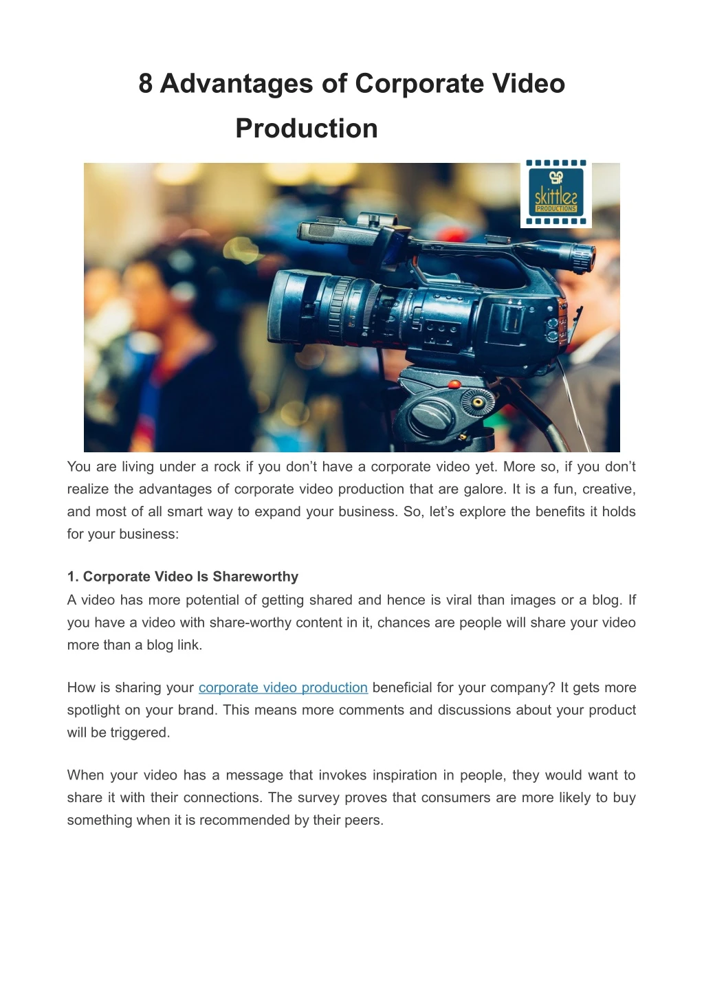8 advantages of corporate video
