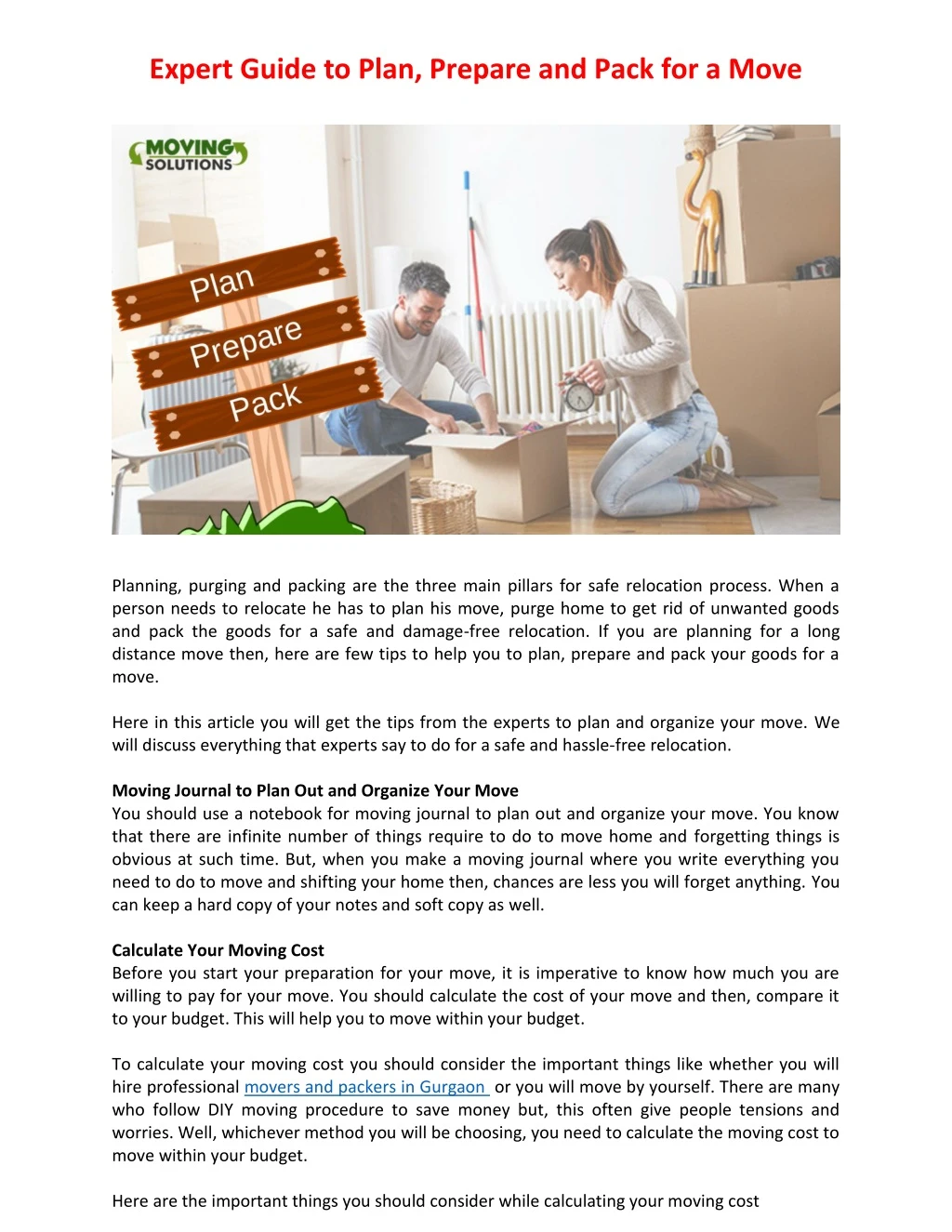 expert guide to plan prepare and pack for a move