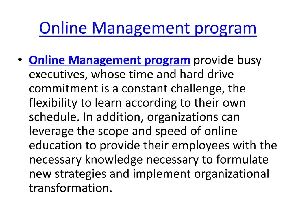 online management program