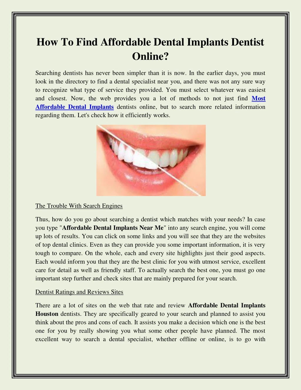 how to find affordable dental implants dentist