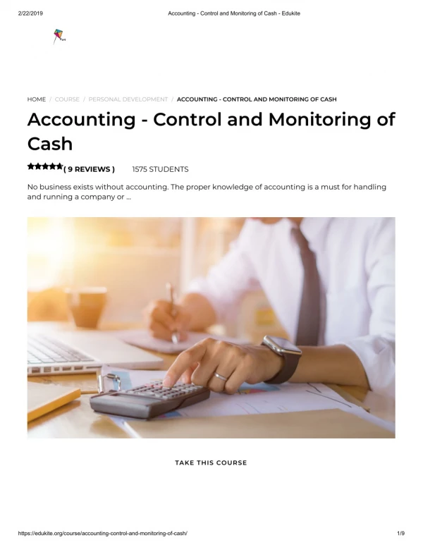 Accounting - Control and Monitoring of Cash - Edukite