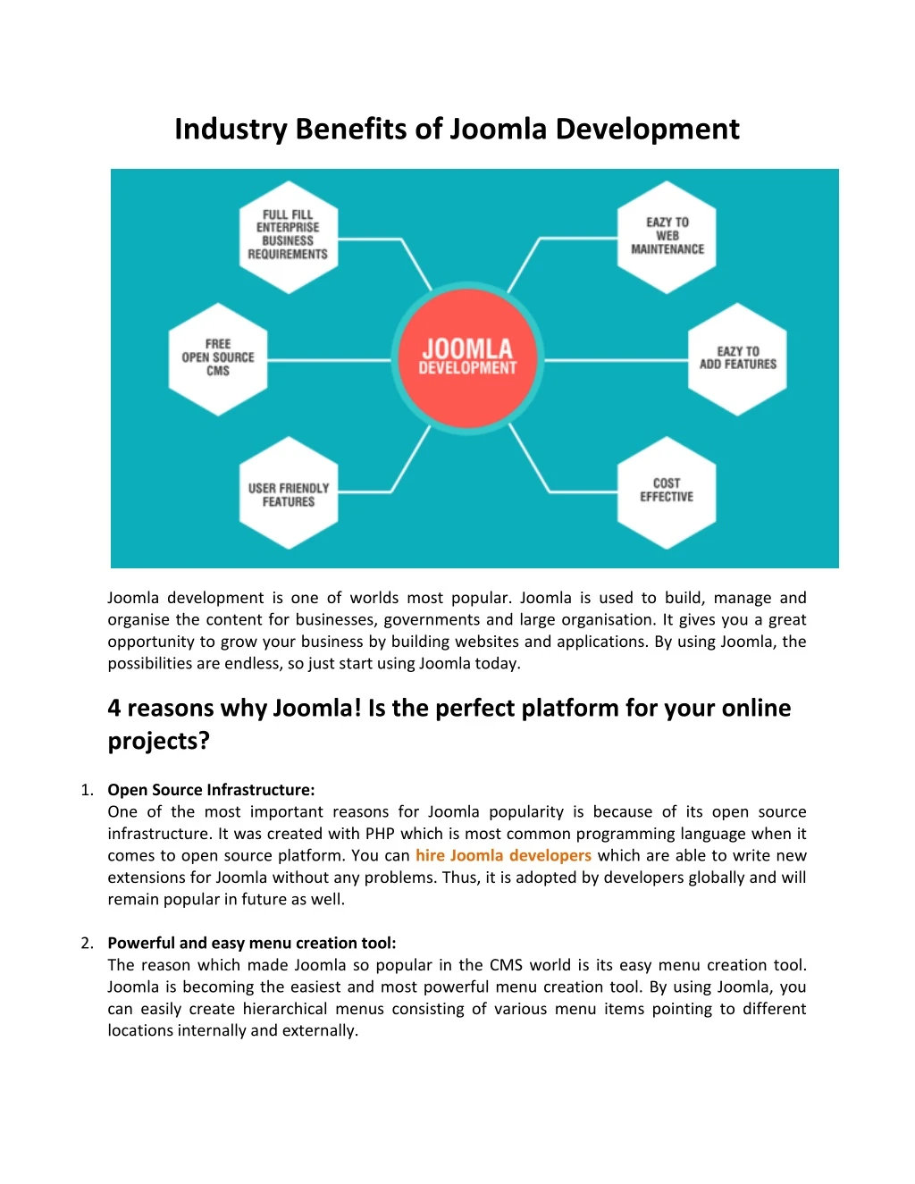 industry benefits of joomla development