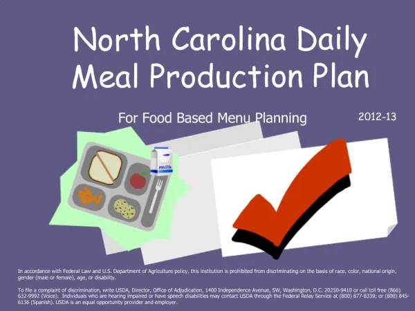 North Carolina Daily Meal Production Plan 2012-13