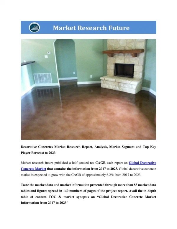 Decorative Concrete Market Research Report- Global Forecast to 2023