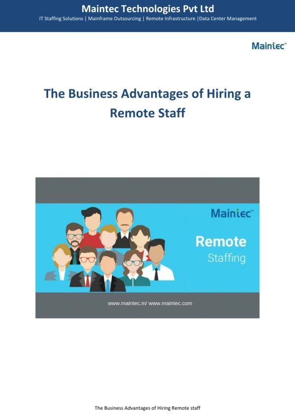 The Business Advantages of Hiring a Remote Staff