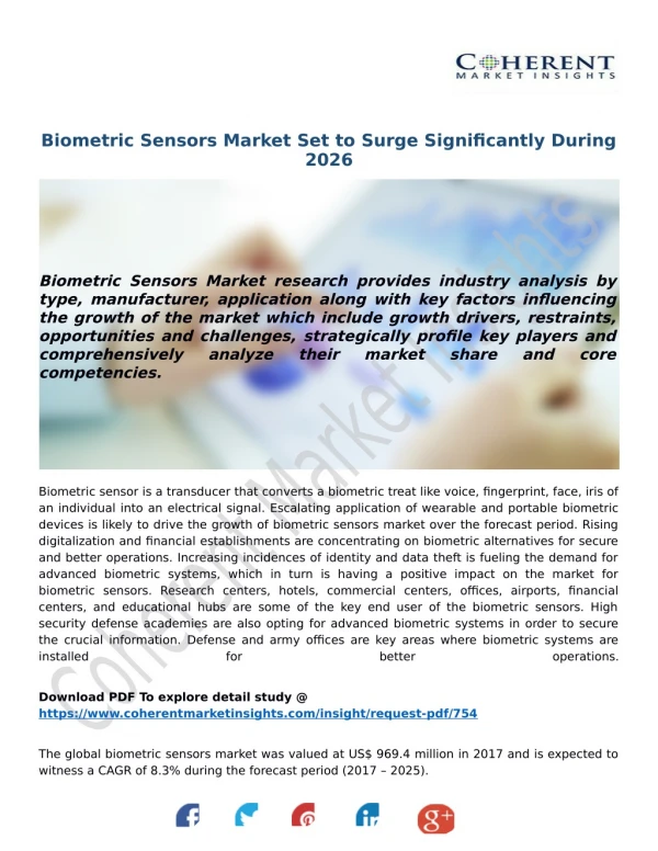 Biometric Sensors Market Set to Surge Significantly During 2026