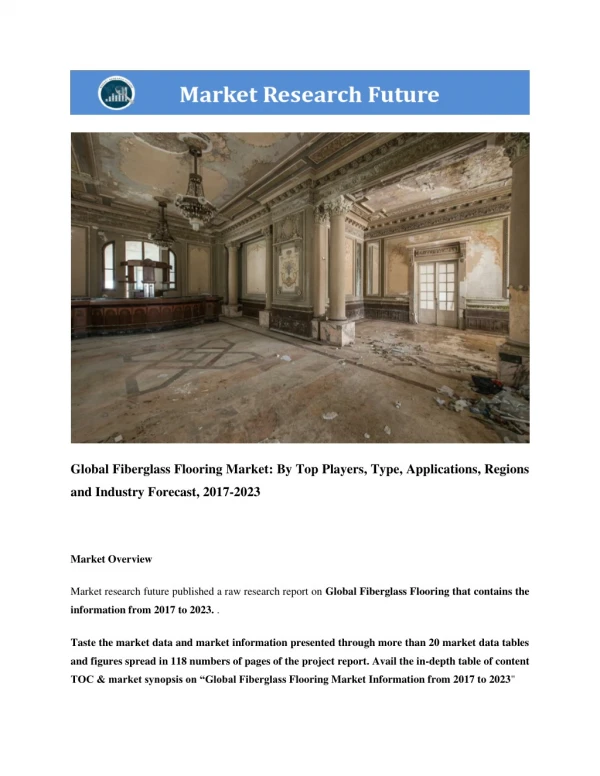 Fiberglass Flooring Market Research Report- Forecast 2022