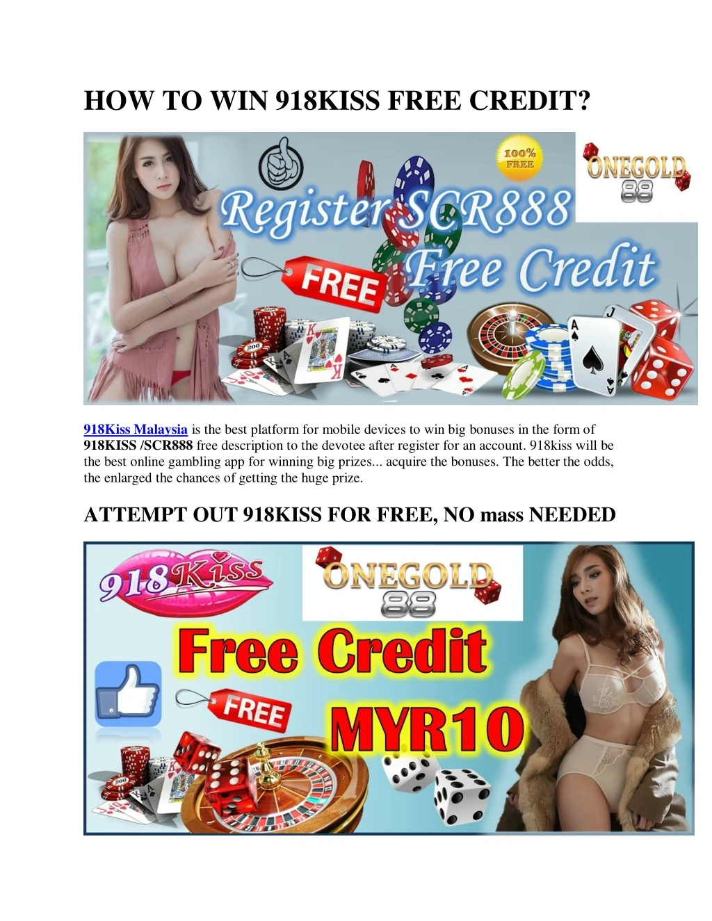 how to win 918kiss free credit