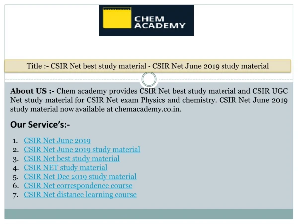 CSIR Net best study material