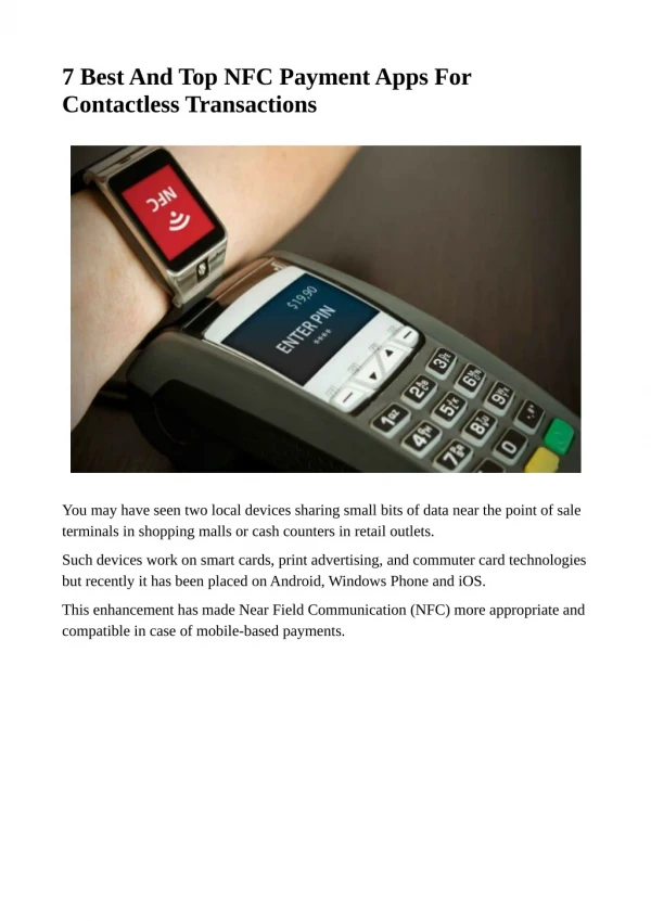 7 Best And Top NFC Payment Apps For Contactless Transactions