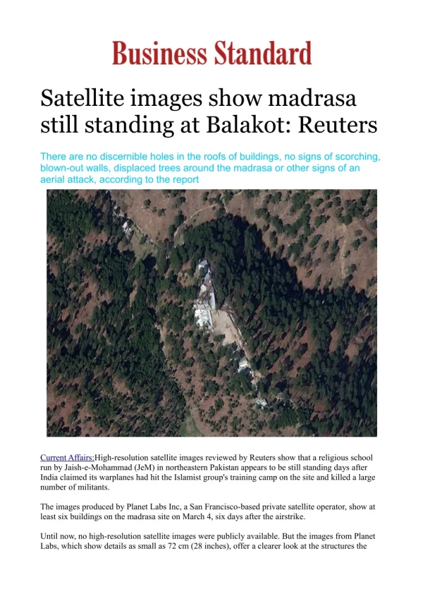 Satellite images show madrasa still standing at Balakot: Reuters