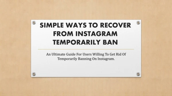 Reasons For Temporarily Ban On Instagram